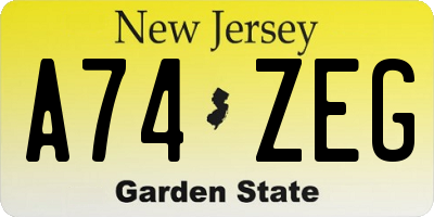 NJ license plate A74ZEG