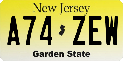 NJ license plate A74ZEW