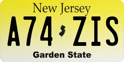 NJ license plate A74ZIS