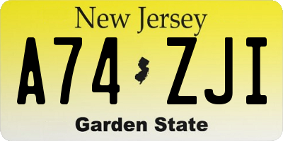 NJ license plate A74ZJI