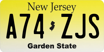 NJ license plate A74ZJS