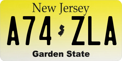 NJ license plate A74ZLA