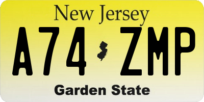 NJ license plate A74ZMP
