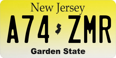 NJ license plate A74ZMR