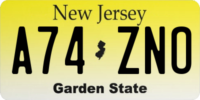 NJ license plate A74ZNO