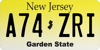 NJ license plate A74ZRI