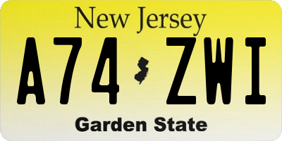 NJ license plate A74ZWI