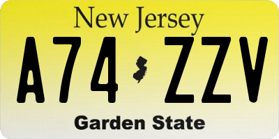 NJ license plate A74ZZV