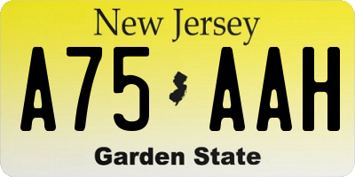 NJ license plate A75AAH