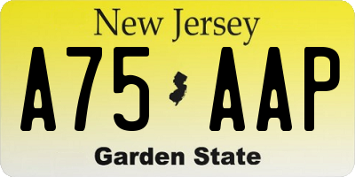 NJ license plate A75AAP