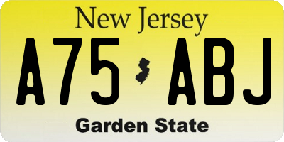 NJ license plate A75ABJ
