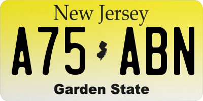 NJ license plate A75ABN