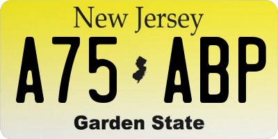 NJ license plate A75ABP