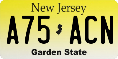 NJ license plate A75ACN