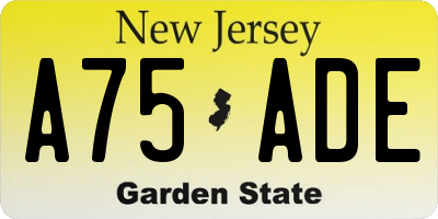 NJ license plate A75ADE