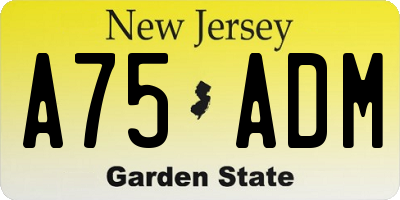 NJ license plate A75ADM