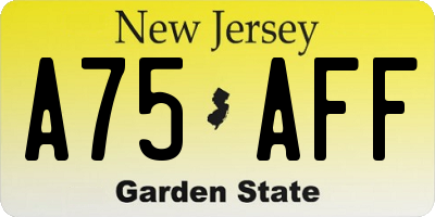 NJ license plate A75AFF