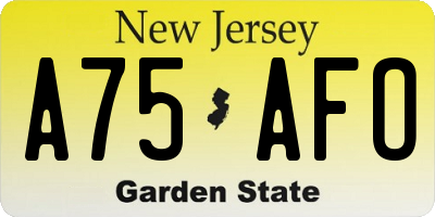 NJ license plate A75AFO