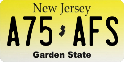 NJ license plate A75AFS