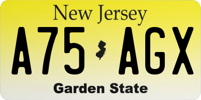 NJ license plate A75AGX