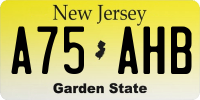 NJ license plate A75AHB