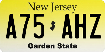 NJ license plate A75AHZ