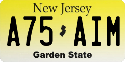 NJ license plate A75AIM