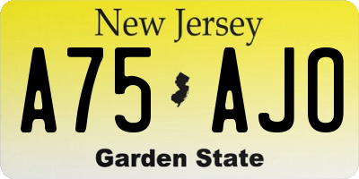 NJ license plate A75AJO