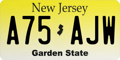 NJ license plate A75AJW