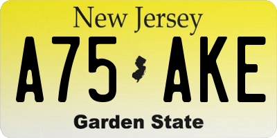 NJ license plate A75AKE