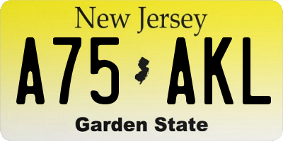 NJ license plate A75AKL