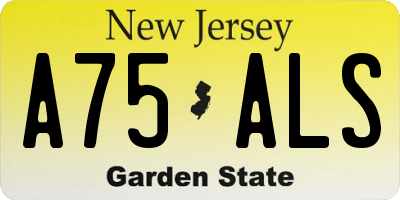 NJ license plate A75ALS
