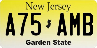 NJ license plate A75AMB