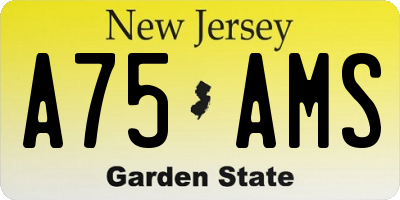 NJ license plate A75AMS