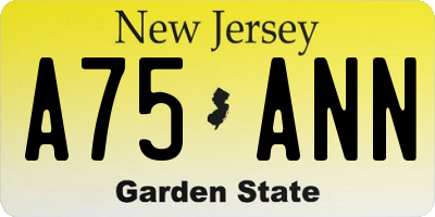 NJ license plate A75ANN