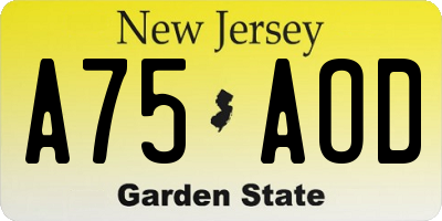 NJ license plate A75AOD
