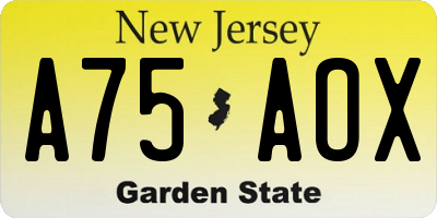 NJ license plate A75AOX