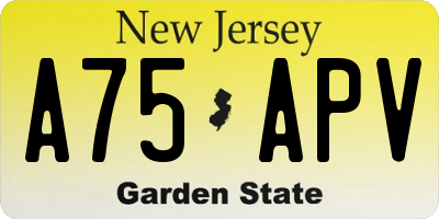 NJ license plate A75APV