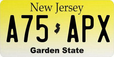 NJ license plate A75APX