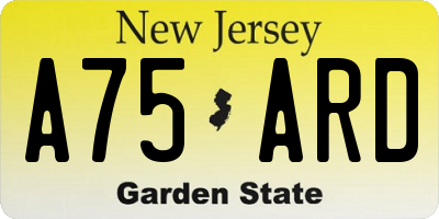 NJ license plate A75ARD