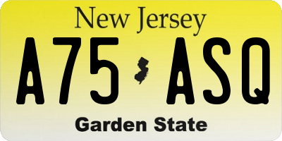 NJ license plate A75ASQ