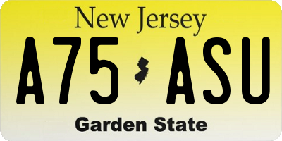 NJ license plate A75ASU