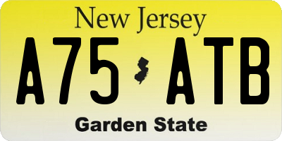 NJ license plate A75ATB