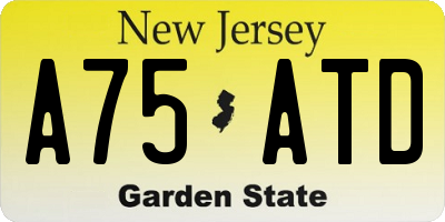 NJ license plate A75ATD