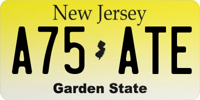 NJ license plate A75ATE