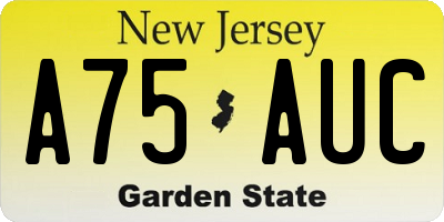 NJ license plate A75AUC