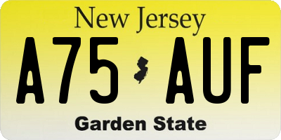 NJ license plate A75AUF