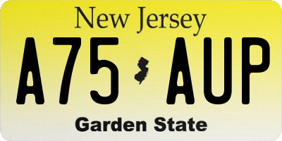 NJ license plate A75AUP