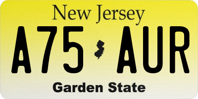 NJ license plate A75AUR