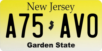 NJ license plate A75AVO